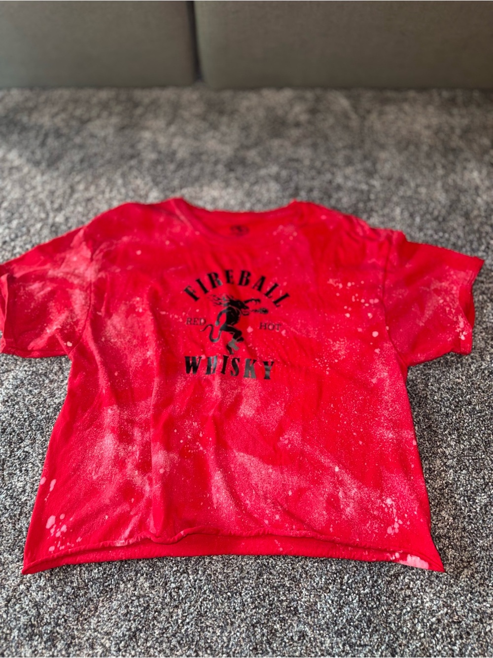 Athletic Works Red Graphic Crop Top with Bleach Splatter